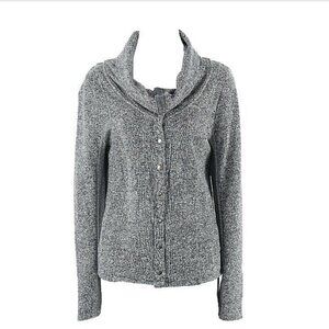 Saturday Sunday SzL Charcoal Gray Cream Snap Cotton Poly Rayon Hi Lo Jacket